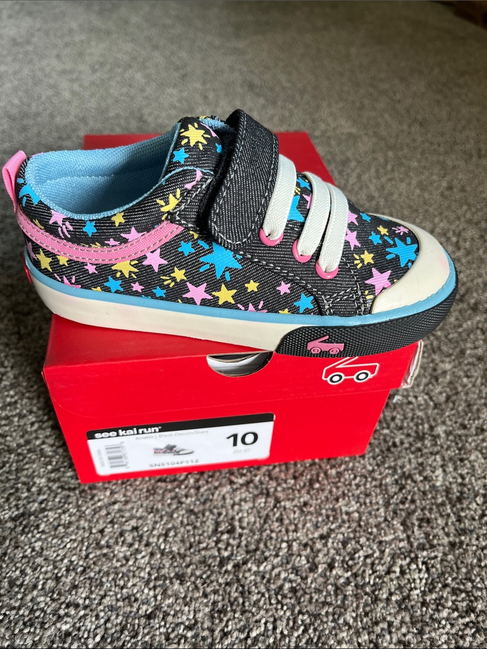 NIB See Kai Run Black Kristin Star-Print Black Denim Sneakers